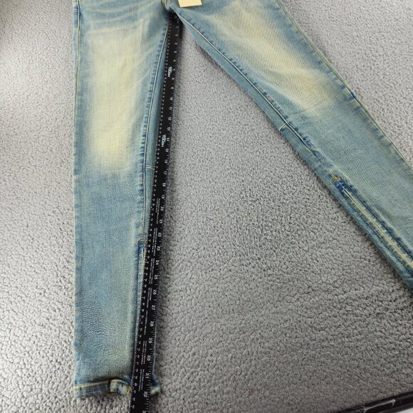 mnml M5 Stretch Denim Jeans Mens 28 Blue Ankle Zip Tapered Skinny Distressed - Picture 9 of 15